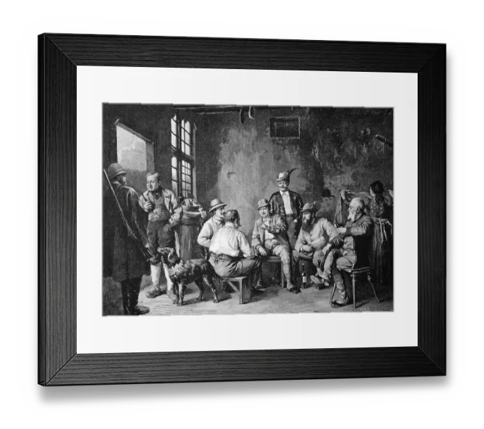 Framed Print : Meeting of the Hunters in the Village Inn