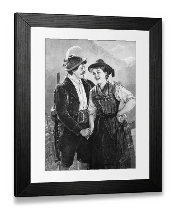 Framed Print : Hunter and mistress in Bavaria