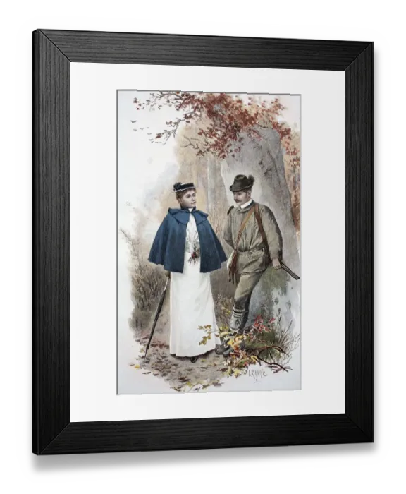 Framed Print : Hunter meets walker in autumn forest Framed Print : Hunter meets walker in autumn forest