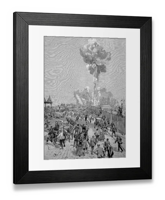 Framed Print : The explosion of the ammunition factory of Corvilain Framed Print : The explosion of the ammunition factory of Corvilain