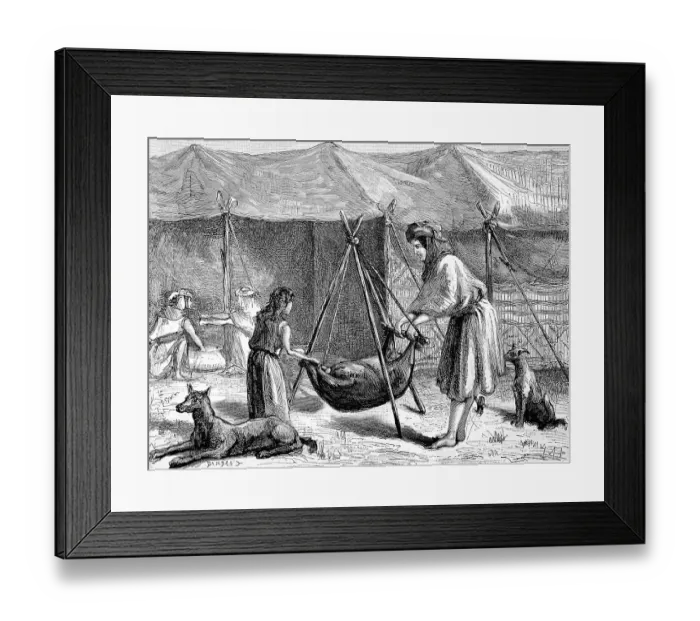 Framed Print : Production of cheese in Persian nomadic tribes around 1850