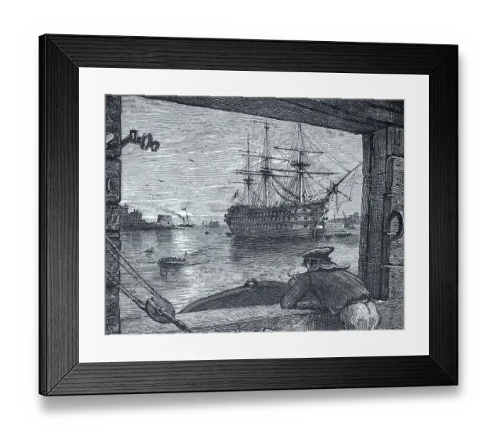 Framed Print : Sailor looking out over Portsmouth Harbour