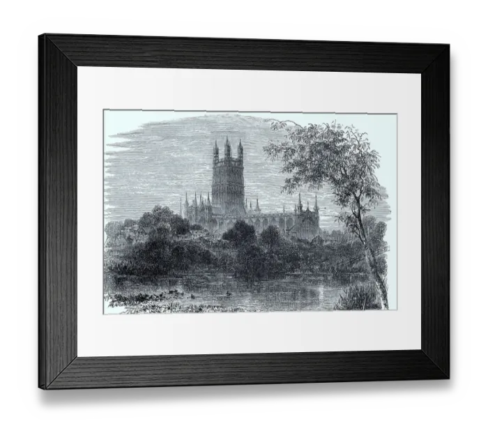 Framed Print : Gloucester Cathedral, Cathedral Church of The Holy and Indivisible Trinity in 1865