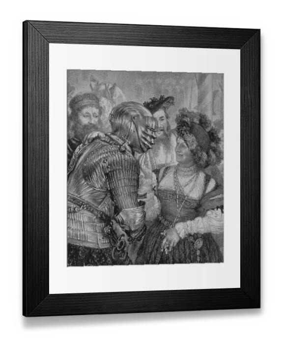 Framed Print : Knight in armour at a dance at the castle