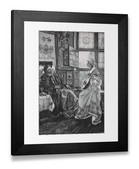 Framed Print : Charles V Holy Roman Emperor with Barbara Blomberg in Regensburg