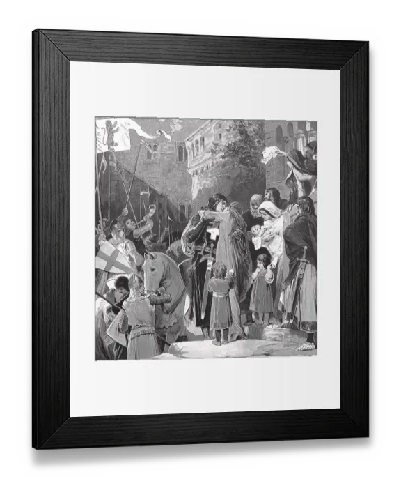 Framed Print : Saint Elisabeth of Thuringia, taking leave of her man who is leaving for the Crusades Framed Print : Saint Elisabeth of Thuringia, taking leave of her man who is leaving for the Crusades