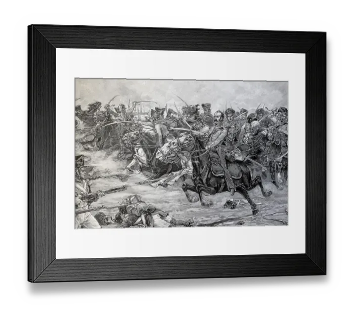 Framed Print : Attack of the Brandenburg Hussars at Moeckern