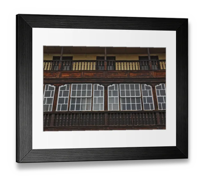Framed Print : Typical balcony houses on the shore road of the city of Santa Cruz de la Palma