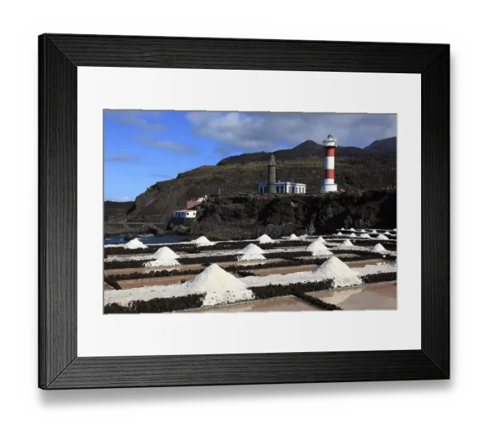 Framed Print : Crystal pools and salt mountains in the Fuencaliente salt flats at Punta de Fuencaliente