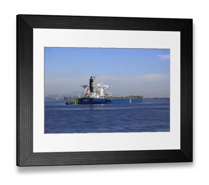 Framed Print : Cargo ship Double Pride in the Baia de Guanbara Bay in the east of Rio de Janeiro