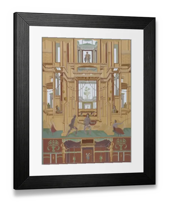 Framed Print : Frescoes on the wall of the hunting lodge