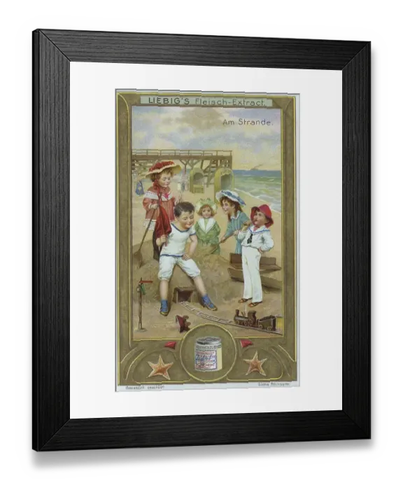 Framed Print : Picture series On the beach, children building a sandcastle