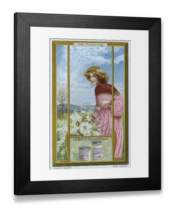 Framed Print : Picture series In Spring, Young Woman with Flowers Framed Print : Picture series In Spring, Young Woman with Flowers