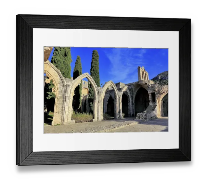 Framed Print : Bellapais Abbey, Beylerbeyi, parts of a Gothic monastery ruin Framed Print : Bellapais Abbey, Beylerbeyi, parts of a Gothic monastery ruin