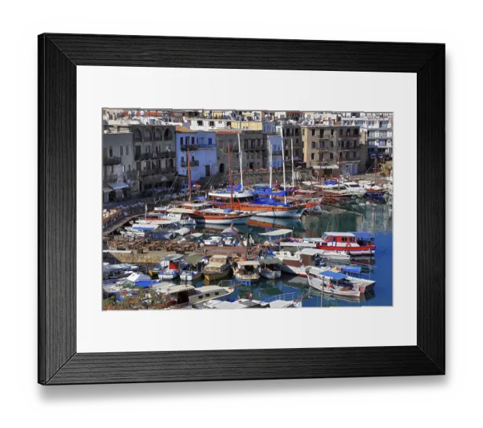 Framed Print : Girne, Kyrenia, harbour town, view of the harbour and the old town Framed Print : Girne, Kyrenia, harbour town, view of the harbour and the old town