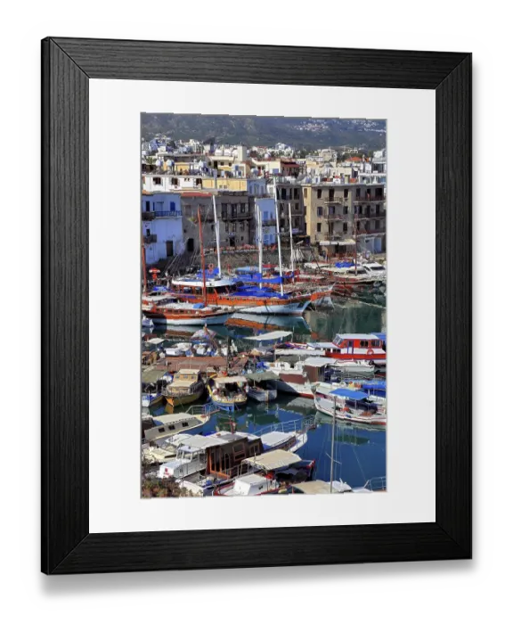 Framed Print : Girne, Kyrenia, harbour town, view of the harbour and the old town