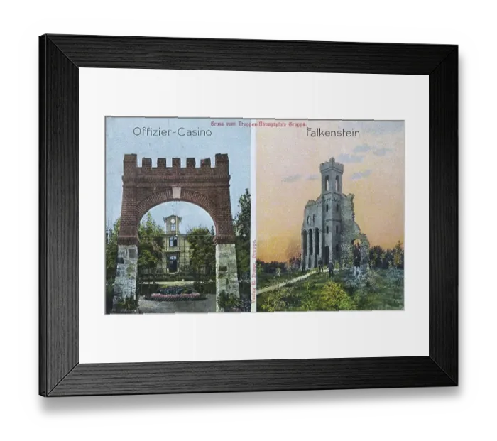 Framed Print : Gruppe military training area, officers casino and Falkenstein ruins Framed Print : Gruppe military training area, officers casino and Falkenstein ruins