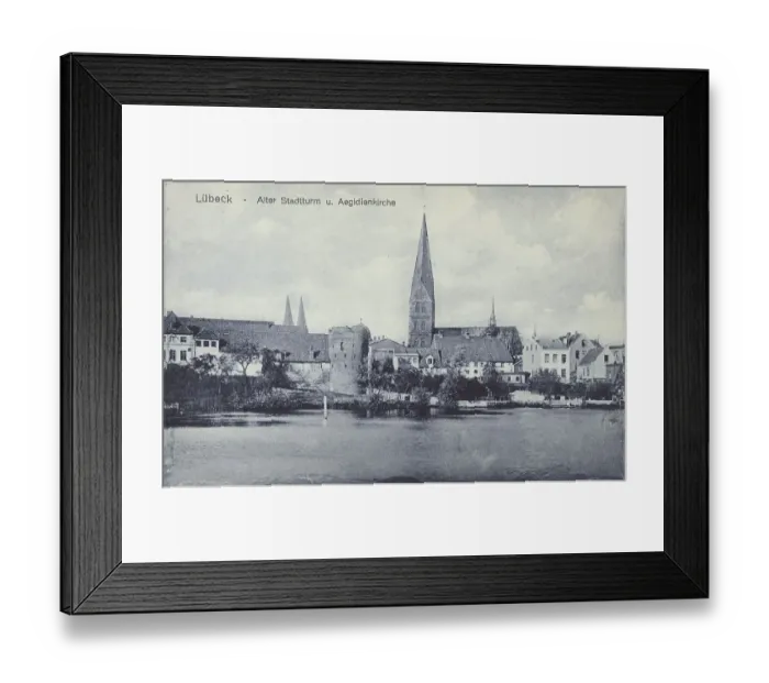 Framed Print : Luebeck, city tower and Aegidienkirche