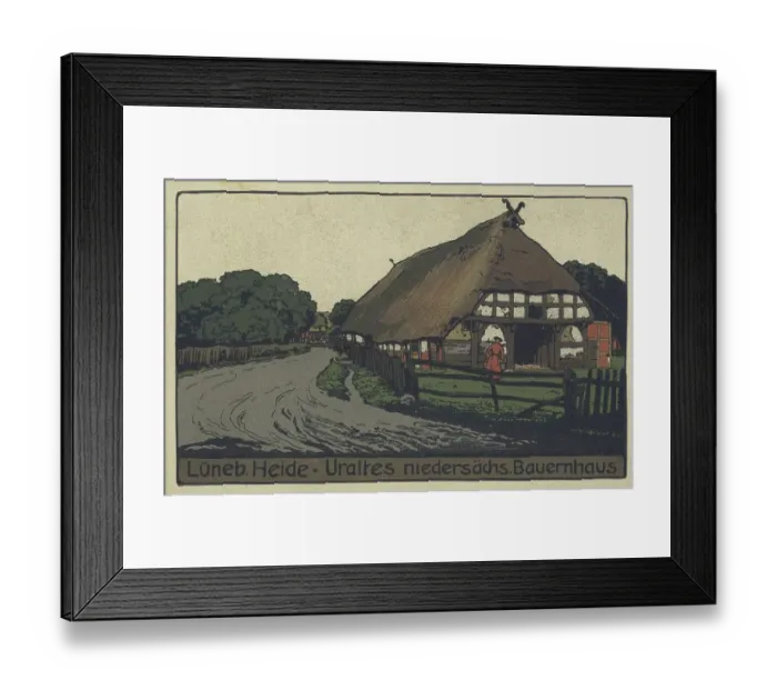 Framed Print : Old Lower Saxon farmhouse in the Lueneburg Heath Framed Print : Old Lower Saxon farmhouse in the Lueneburg Heath