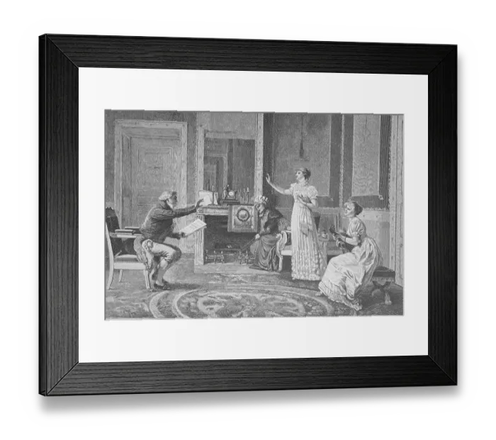 Framed Print : The Singing Lesson, the music teacher and his pupils