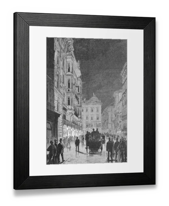 Framed Print : The Kaerntnerstrasse or Carinthian Street in Vienna in the Evening