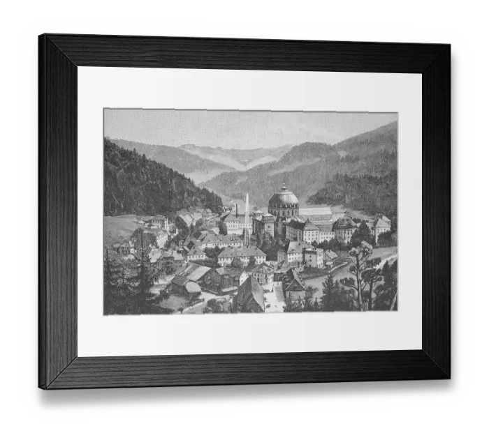 Framed Print : View of St. Blasien with the monastery and the cathedral of St