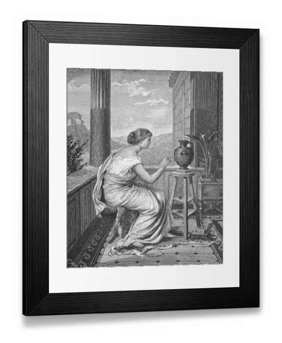 Framed Print : Painter, artist, young Greek woman painting a vase