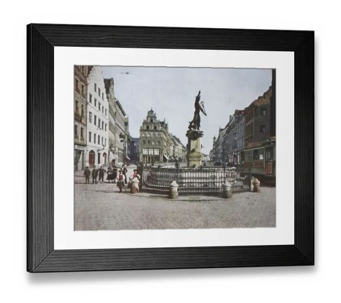 Framed Print : Historic photo of the Mercury Fountain in Augsburg