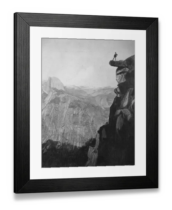 Framed Print : United States of America, Man standing on a rocky outcrop