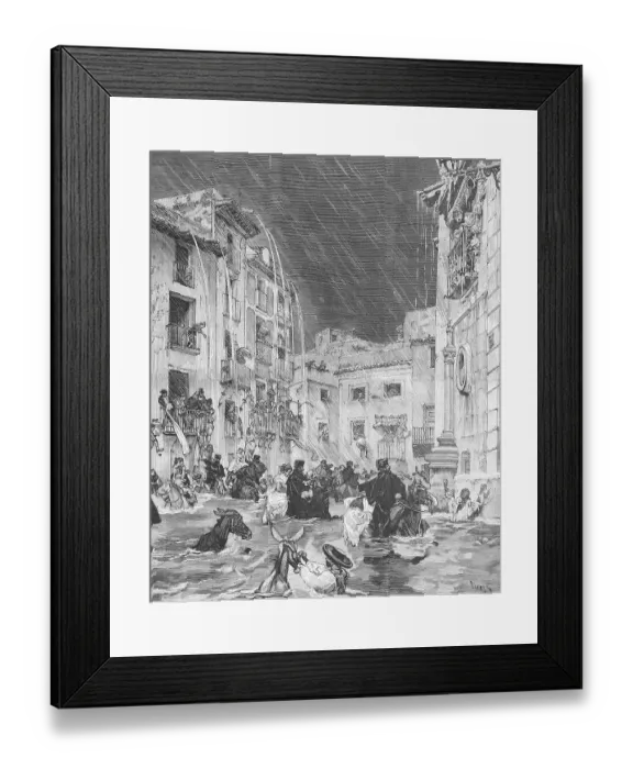 Framed Print : The flood in Murcia, rescue of the inhabitants in the district of San Benito