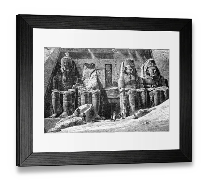 Framed Print : Facade of the Rock Temple of Abu Simbel in 1880