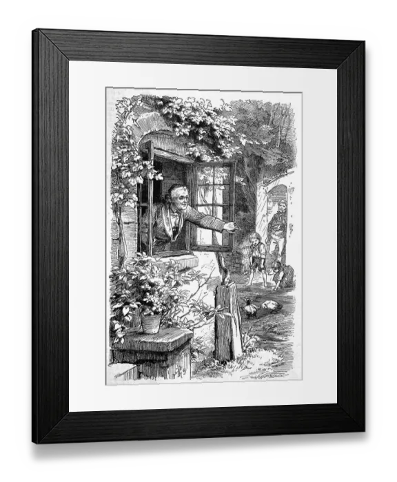 Framed Print : Rain, the grandfather closes the window while the children have fun in the rain Framed Print : Rain, the grandfather closes the window while the children have fun in the rain
