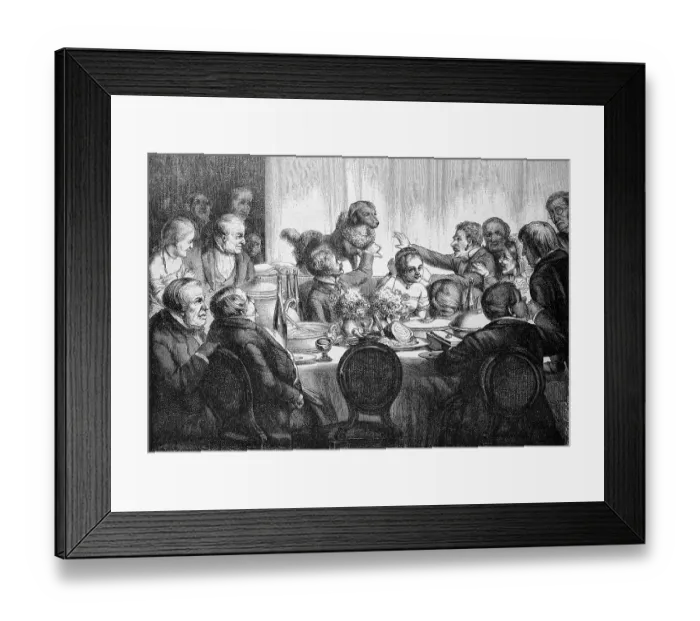 Framed Print : The congratulating dog, also the domestic dog would like to congratulate the couple on their wedding day