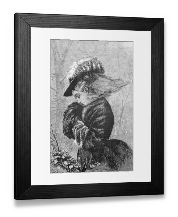 Framed Print : Stormy day in autumn, the veil of the elegant lady is blown away by the wind Framed Print : Stormy day in autumn, the veil of the elegant lady is blown away by the wind