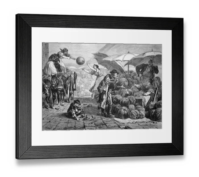 Framed Print : Melon market in Budapest, 1880 Framed Print : Melon market in Budapest, 1880