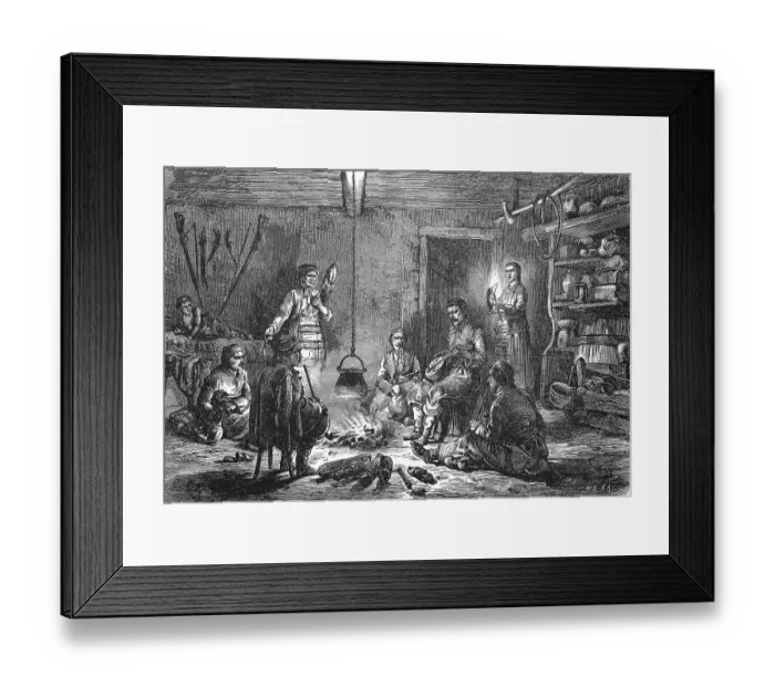 Framed Print : Scene in a farmhouse in Dalmatia Framed Print : Scene in a farmhouse in Dalmatia