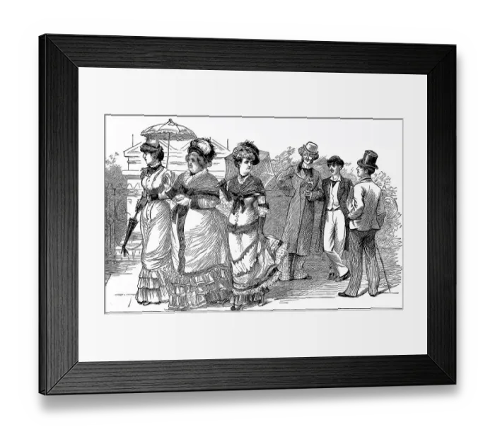 Framed Print : Elegant ladies and gentlemen of high society on a Sunday afternoon stroll