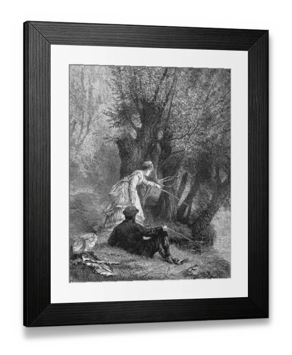 Framed Print : Young couple fishing at the lake Framed Print : Young couple fishing at the lake