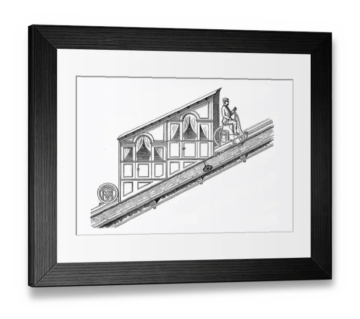 Framed Print : The cable railway up the crater of Vesuvius