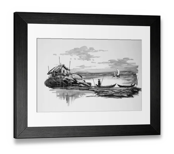 Framed Print : Fish in a fishing village, Fishing boat