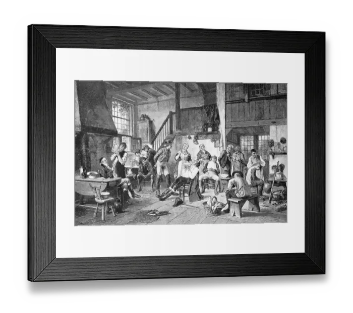 Framed Print : In the Barber's Parlour, Men at the Barber's and at the Beard Trimmer