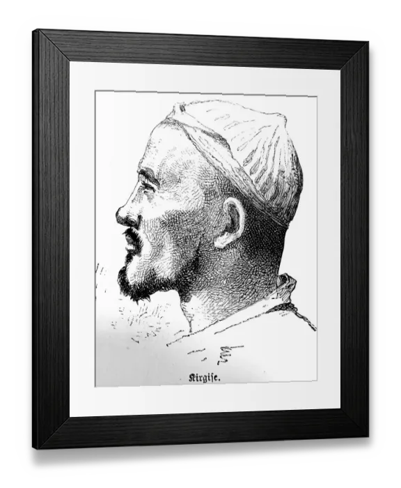 Framed Print : Portrait Kyrgyz, side view, beard