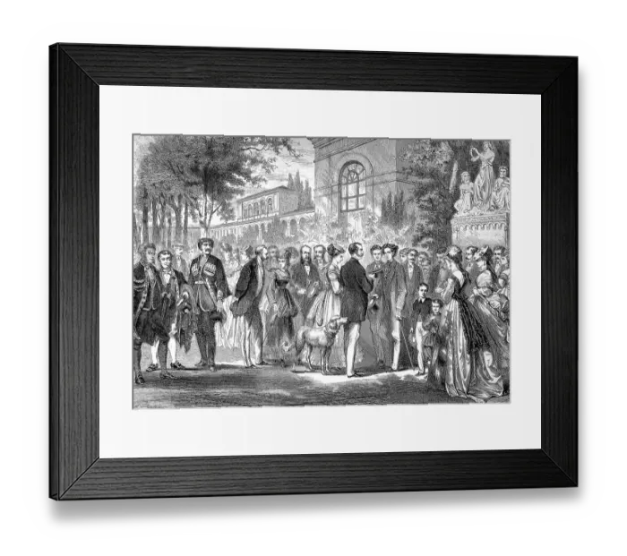 Framed Print : Spa park with many people, Bad Kissingen Framed Print : Spa park with many people, Bad Kissingen