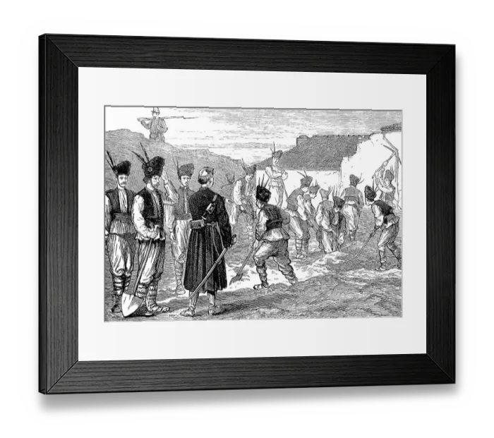 Framed Print : Romanian militiamen erecting earthen walls in Giurgevo Framed Print : Romanian militiamen erecting earthen walls in Giurgevo