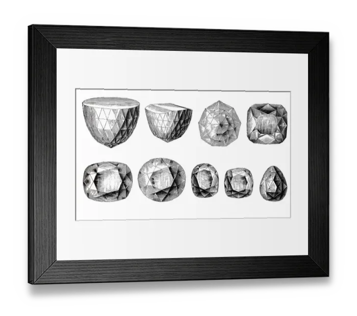 Framed Print : The largest known diamonds in the world in 1880