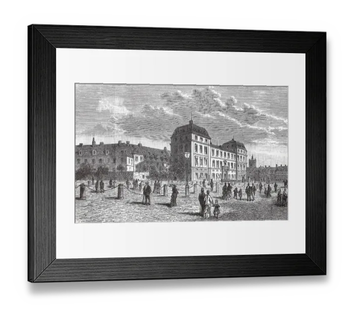 Framed Print : The Schlossplatz in Darmstadt in 1880