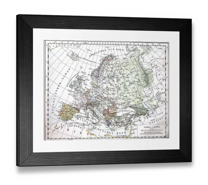 Framed Print : Map of Europe from 1880, digitally restored reproduction of an original 19th century template Framed Print : Map of Europe from 1880, digitally restored reproduction of an original 19th century template