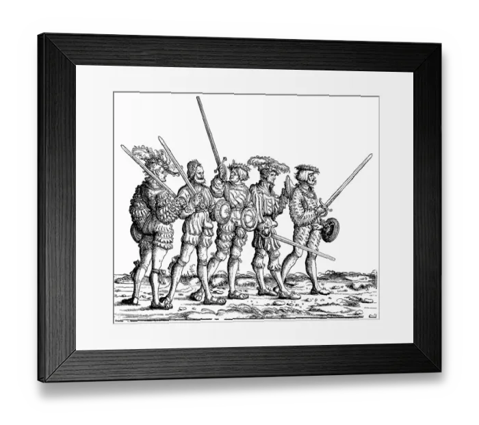 Framed Print : Group of fencers in the triumphal procession of Emperor Maximilian I around 1500