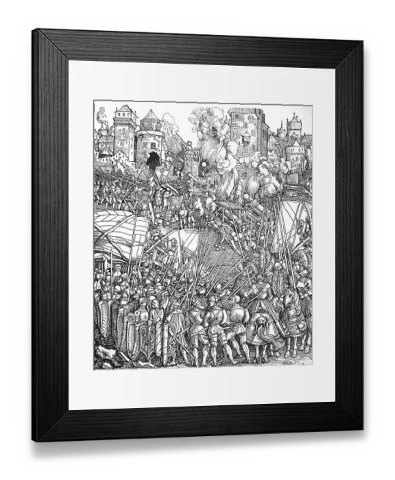 Framed Print : Bombardment and storming of a city by the troops of Maximilian I