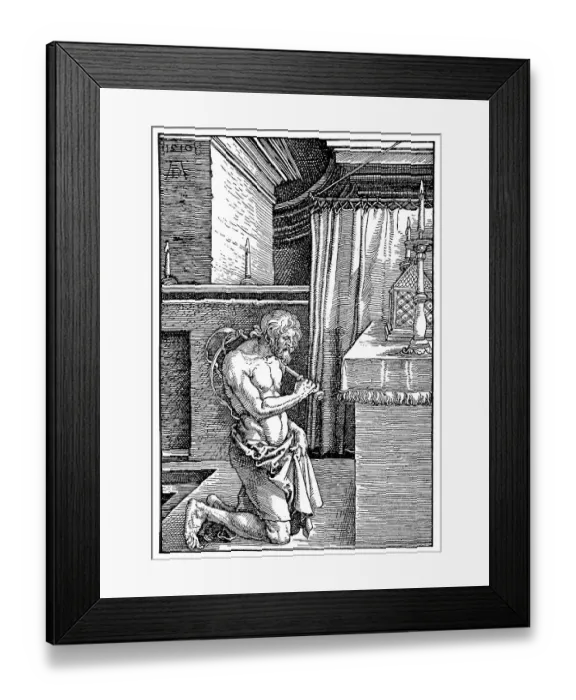 Framed Print : A penitent punishing himself, facsimile of a woodcut by Albrecht Duerer from 1510 Framed Print : A penitent punishing himself, facsimile of a woodcut by Albrecht Duerer from 1510